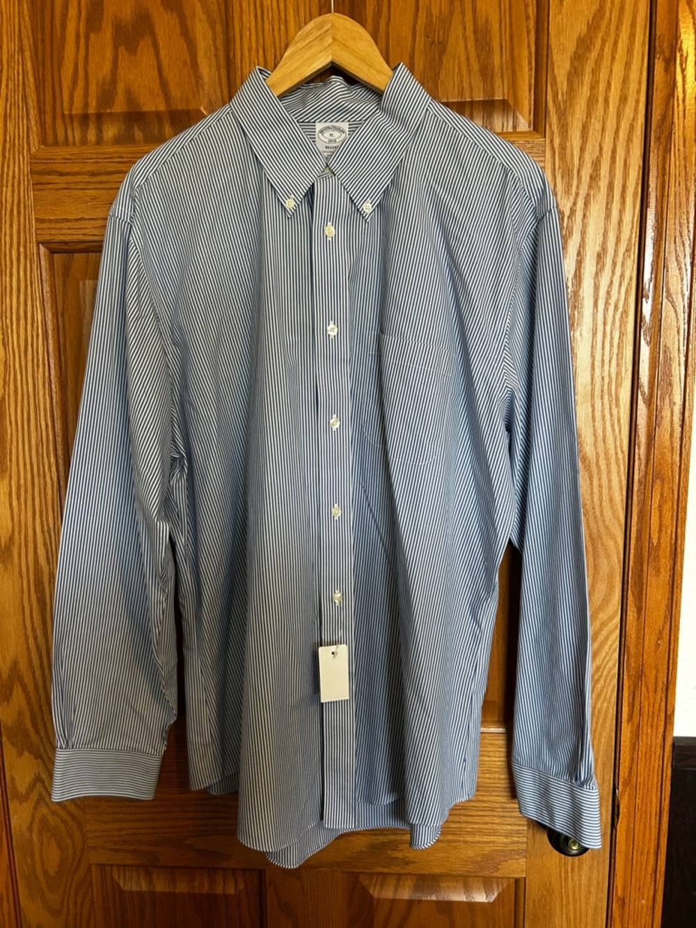 Brooks Brothers Men's Blue Striped Button-Down Shirt - Classic Oxford XL NWT